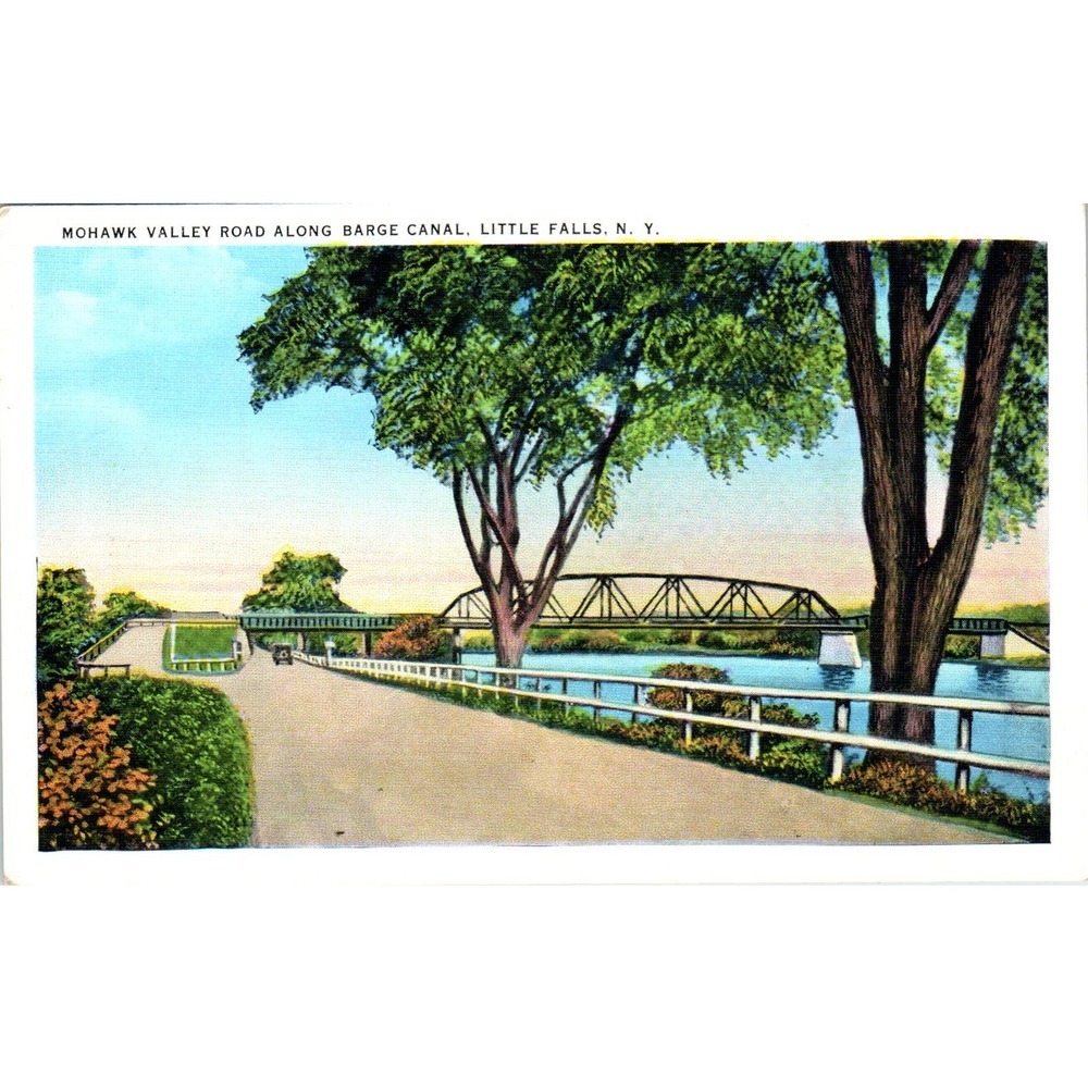 Mohawk Valley Road Barge Canal Little Falls NY Vintage Original Postcard PC9 - Picture 1 of 2